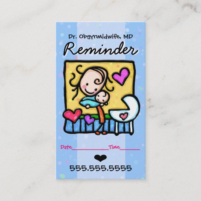 Midwife.OBGYN.Pediatrician.Appointment reminder Appointment Card (Front)