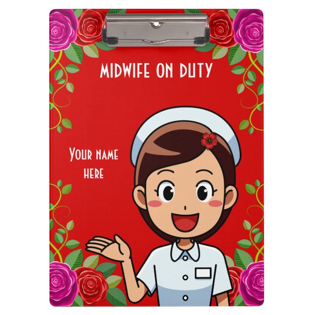 Midwife On Duty Personalized Clipboard (Front)