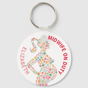 Midwife On Duty Personalized Keychain