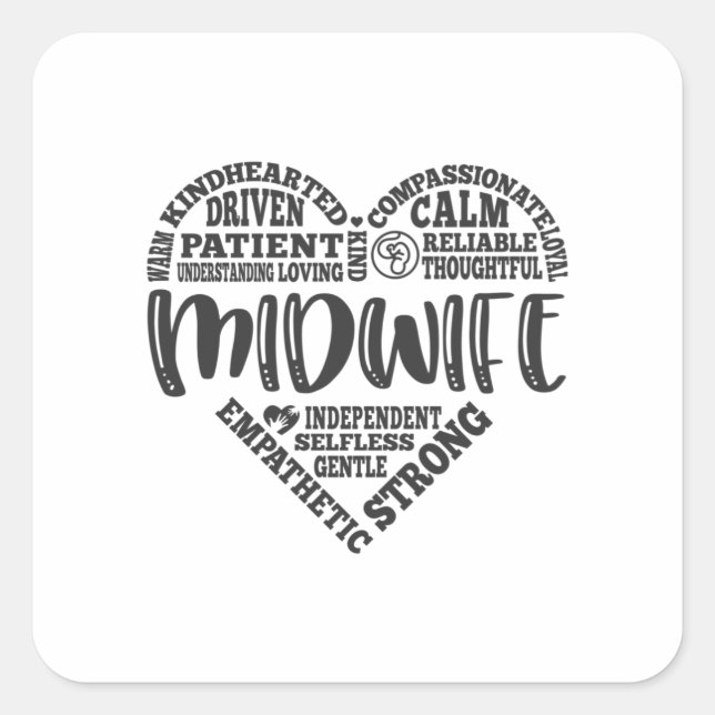 Midwife, pregnancy support, childbirth square sticker (Front)