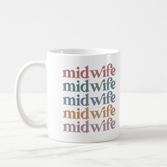 Midwife Retro Vintage Midwifery Gift Coffee Mug (Left)