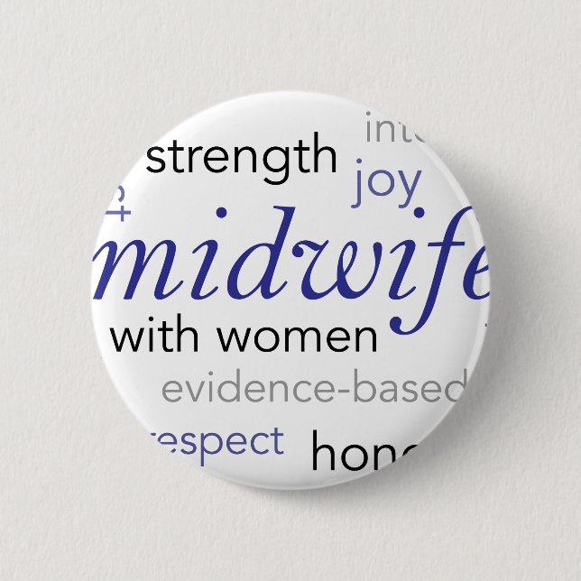 midwife word cloud 2 inch round button (Front)