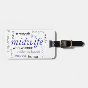 midwife word cloud luggage tag