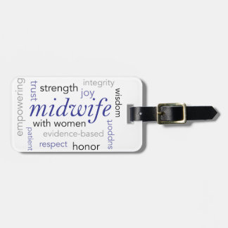 midwife word cloud luggage tag
