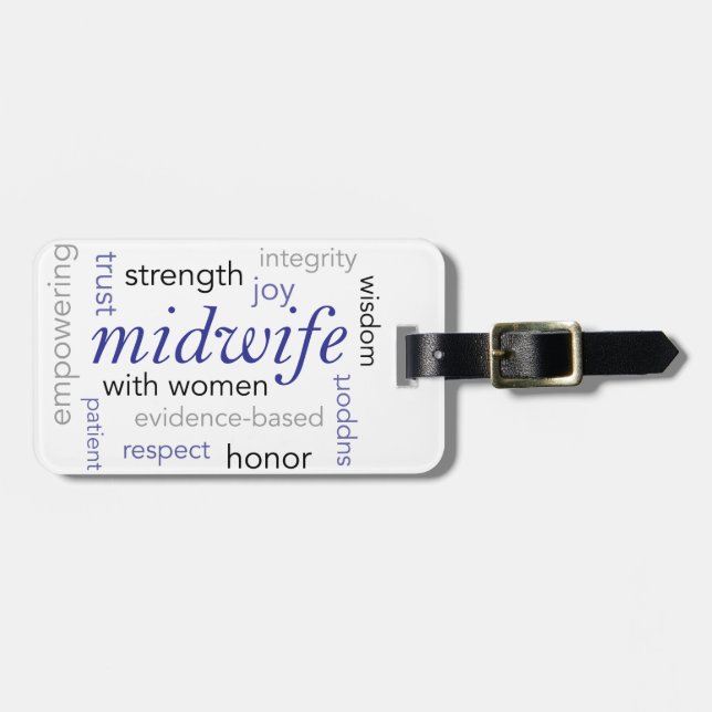 midwife word cloud luggage tag (Front Horizontal)