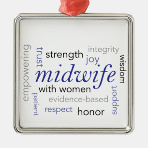 midwife word cloud metal ornament