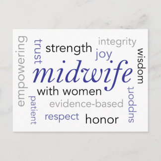 midwife word cloud postcard