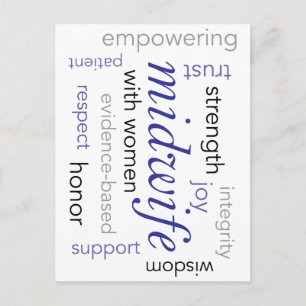 midwife word cloud postcard