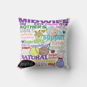Midwifery Terminology-Subway Art Throw Pillow