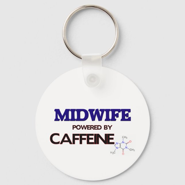 Midwive Powered by caffeine Keychain (Front)