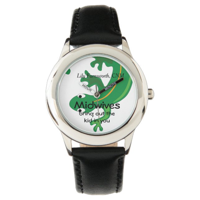 Midwives and Green Twisty Lizard Watch (Front)