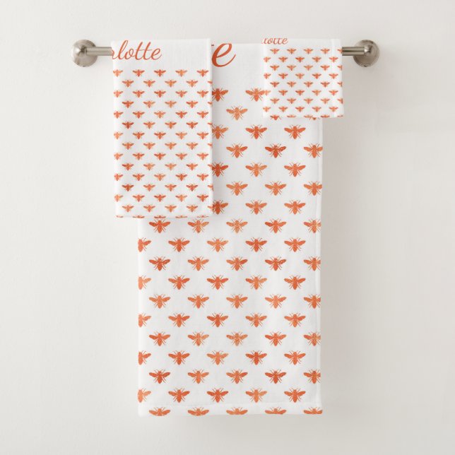 Miel abeilles rose or blanc script monogramme (En situation)