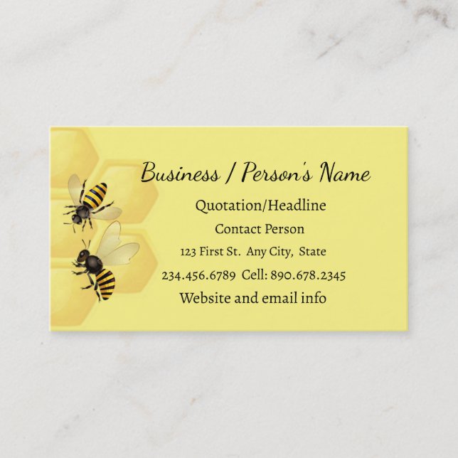Miel Apiary Business Carte de visite personnalisé (Devant)