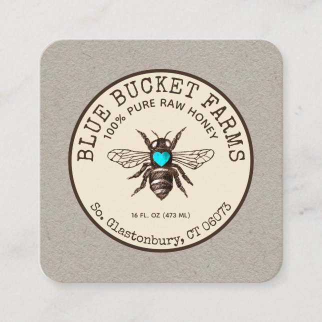 Miel Bee Beekeeper Kraft Carré Carte de visite (Devant)