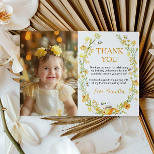 Miel Bee Birthday Photo Carte de remerciements Bum