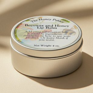 Miel Bee Floral Waterproof Lip Balm Tin Étiquette