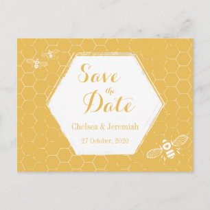 Miel Bee Jaune Motif Enregistrer la date Carte pos