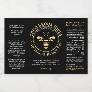 Miel étanche Bee Hex Jar Étiquette Valeur nutritiv