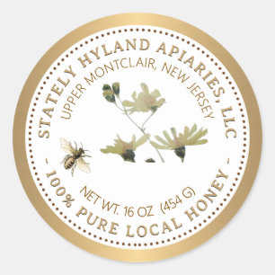 Miel Étiquette Fleur Jaune Abee et la frontière or