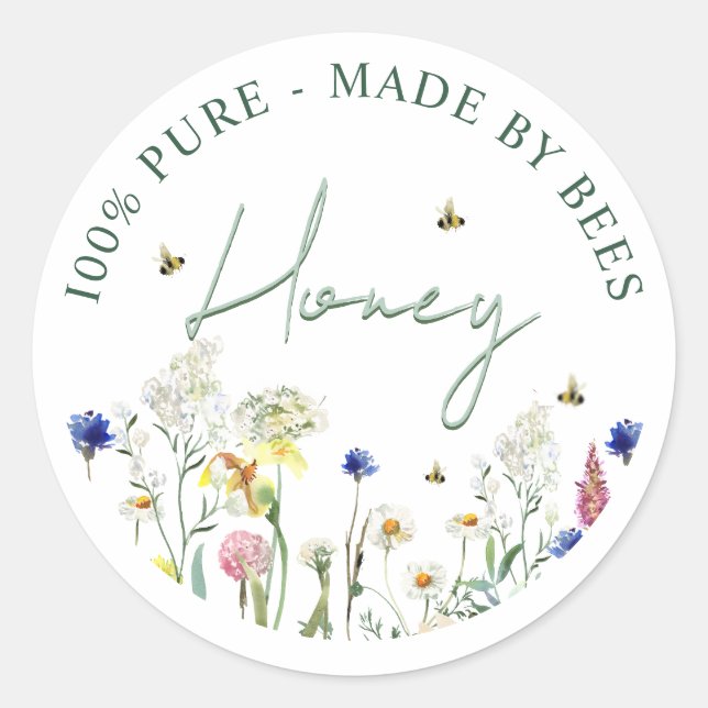 Miel Fleur sauvage Meadow Bee Vert Étiquette Flowe (Devant)