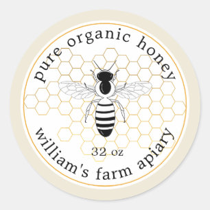 Miel Jar Étiquette Bee Apiary Or Honeycomb Antique