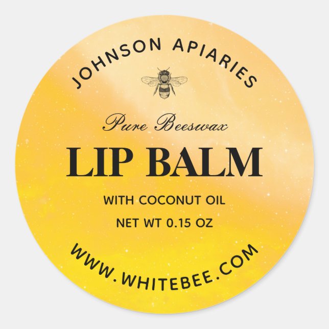 Miel rond Lip Beeswax Balm Étiquettes (Devant)
