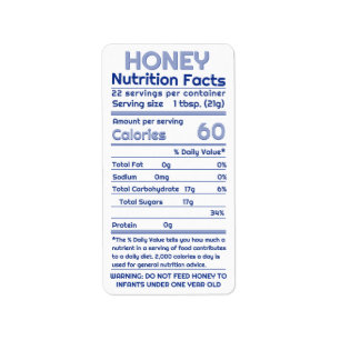 Miel - valeur nutritive Étiquette de adresse Bleu