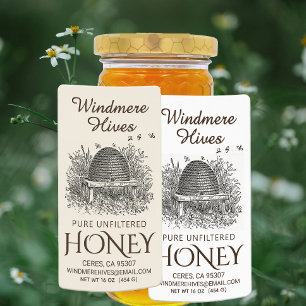 Miel Vintage Skep avec abeilles Expédition Étiquet