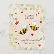 Mienne l'abeille de la Saint-Valentin !  Carte de 