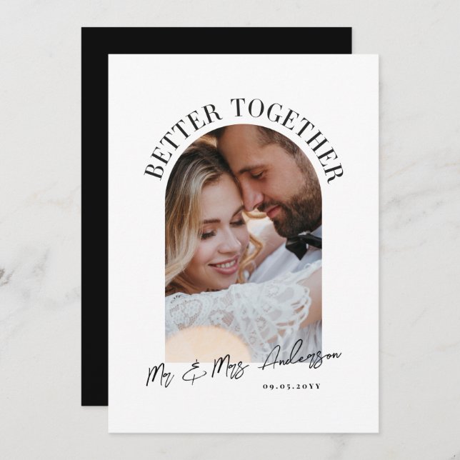 Mieux ensemble mariage photo arc faire-part (Devant / Derrière)