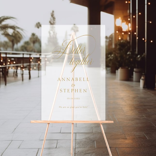 Mieux Ensemble ! Moderne, Calligraphie, Mariage (Better Together! Modern, Calligraphy, Wedding Acrylic Sign)