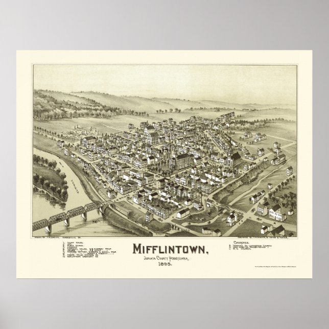 Mifflintown, PA Panoramic Map - 1895 Poster (Front)