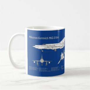MiG-21 bis - Airplane Blueprint Plans ABD Coffee Mug