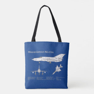 MiG-21 bis - Airplane Blueprint Plans ABD Tote Bag