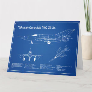 MiG-21 bis - Airplane Blueprint Plans AD Thank You Card