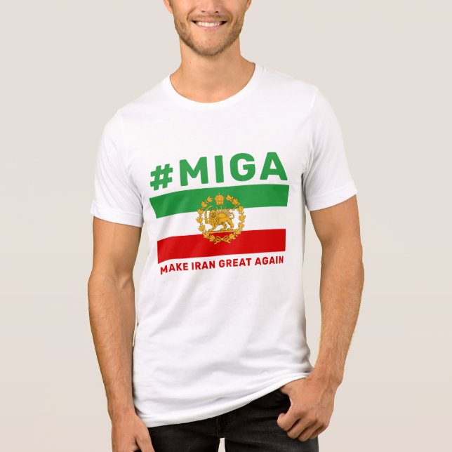 MIGA Lion And Sun Crown Flag Of Iran Patriotic   Tri-Blend Shirt (Front)