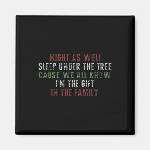 Might As Well Sleep Under The Tree Christmas Retro Magnet
