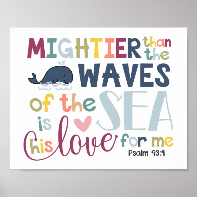 Mightier Than The Waves Kids Christian Poster (Front)