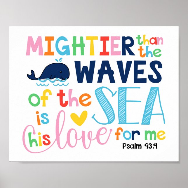 Mightier Than The Waves Kids Christian Poster (Front)