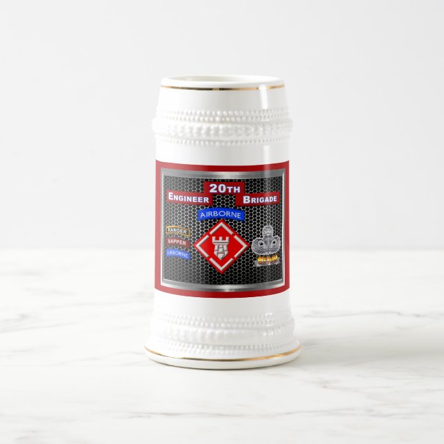 Mighty 20th Engineer Brigade-Airborne Beer Stein (Center)
