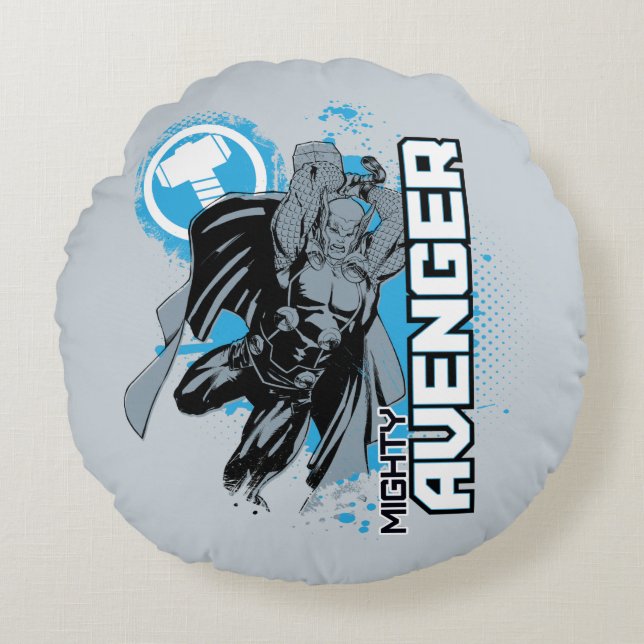 Mighty Avenger Character Graphic Round Pillow (Front)