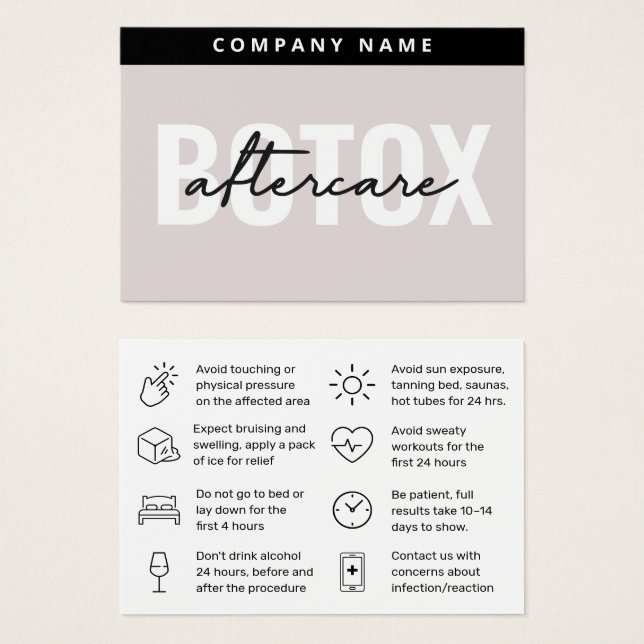 Mighty Botox  Aftercare Card (Front & Back)