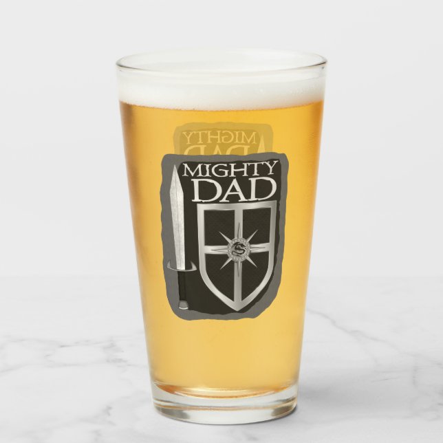 Mighty Dad Sword and Shield Glass (Back Filled)