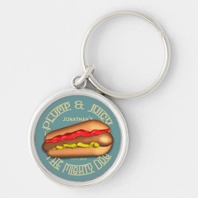 Mighty Dog Hotdog Personalized Keychain (Front)