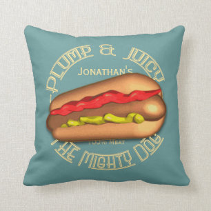 Mighty Dog Hotdog Personalized Throw Pillow