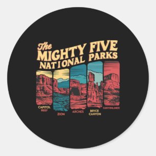 Mighty Five Big 5 National Parks Hiking Camping Vi Classic Round Sticker