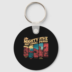 Mighty Five Big 5 National Parks Hiking Camping Vi Keychain