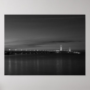 Mighty Mac At Night Pano Grayscale Poster