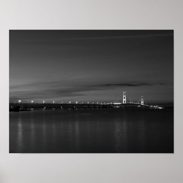 Mighty Mac At Night Pano Grayscale Poster (Front)