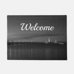 Mighty Mac At Night Pano Grayscale Welcome Doormat